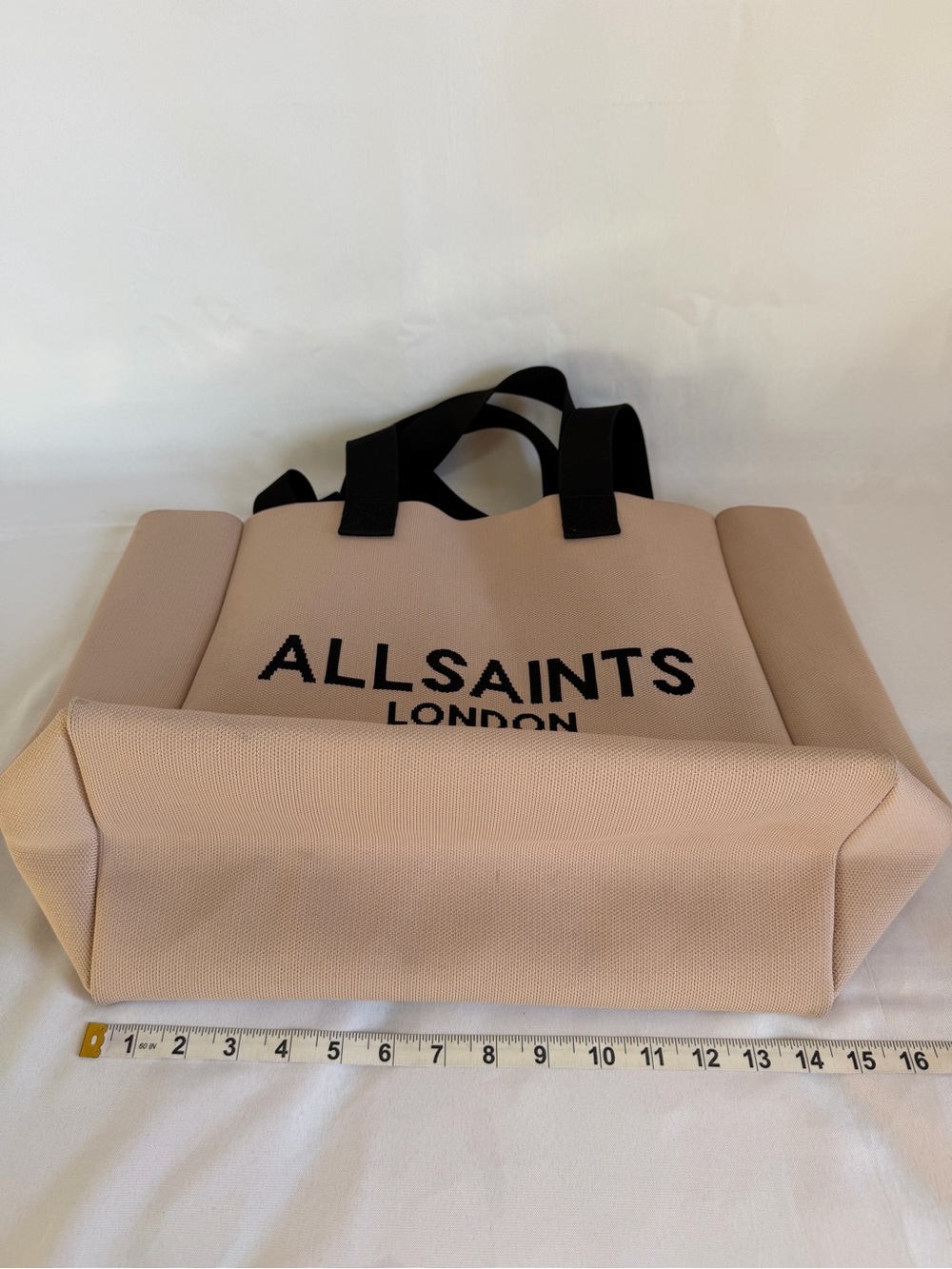All Saints Pink Canvas Tote with Black Logo and Handles - Picture 7 of 11